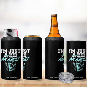 Funny Rock N Roll Lover 4 in 1 Can Cooler Tumbler I Am Just A Kid Adulthood Saying TS11 Print Your Wear