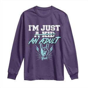 Funny Rock N Roll Lover Long Sleeve Shirt I Am Just A Kid Adulthood Saying TS11 Purple Print Your Wear