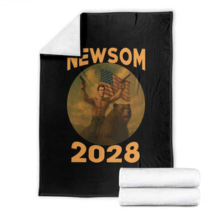 Gavin Newsom 2028 Throw Blanket Patriotic Leader President 48 Riding Bear TS11 Black Print Your Wear