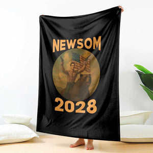 Gavin Newsom 2028 Throw Blanket Patriotic Leader President 48 Riding Bear TS11 Print Your Wear