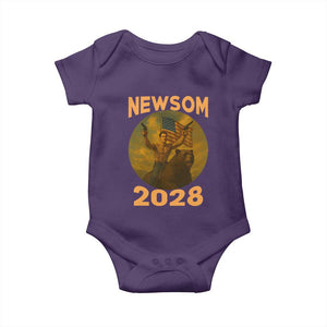 Gavin Newsom 2028 Baby Onesie Patriotic Leader President 48 Riding Bear TS11 Purple Print Your Wear