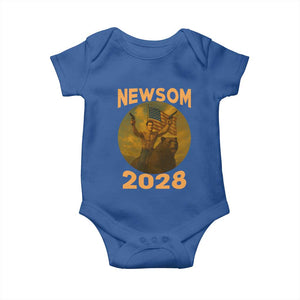 Gavin Newsom 2028 Baby Onesie Patriotic Leader President 48 Riding Bear TS11 Royal Blue Print Your Wear