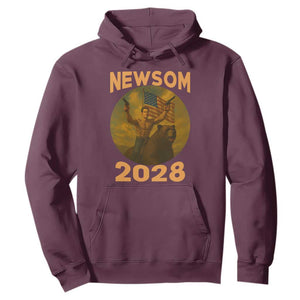 Gavin Newsom 2028 Hoodie Patriotic Leader President 48 Riding Bear TS11 Maroon Print Your Wear