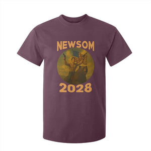 Gavin Newsom 2028 T Shirt For Kid Patriotic Leader President 48 Riding Bear TS11 Maroon Print Your Wear