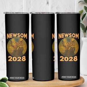 Gavin Newsom 2028 Skinny Tumbler Patriotic Leader President 48 Riding Bear TS11 Print Your Wear