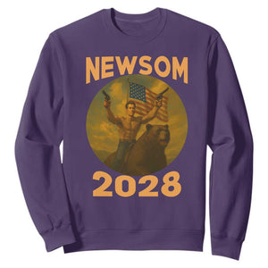 Gavin Newsom 2028 Sweatshirt Patriotic Leader President 48 Riding Bear TS11 Purple Print Your Wear