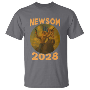 Gavin Newsom 2028 T Shirt Patriotic Leader President 48 Riding Bear TS11 Charcoal Print Your Wear