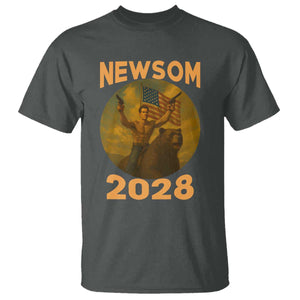 Gavin Newsom 2028 T Shirt Patriotic Leader President 48 Riding Bear TS11 Dark Heather Print Your Wear