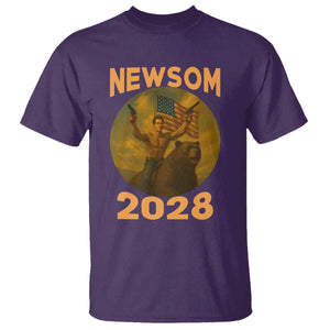 Gavin Newsom 2028 T Shirt Patriotic Leader President 48 Riding Bear TS11 Purple Print Your Wear