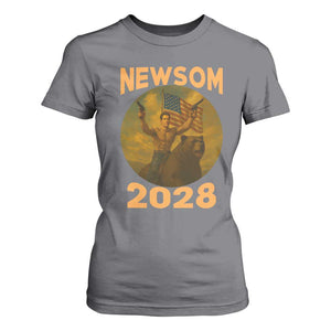 Gavin Newsom 2028 T Shirt For Women Patriotic Leader President 48 Riding Bear TS11 Charcoal Print Your Wear