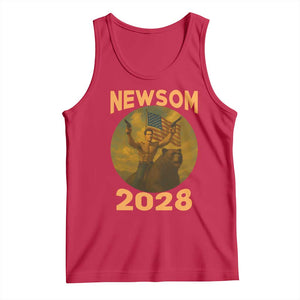 Gavin Newsom 2028 Tank Top Patriotic Leader President 48 Riding Bear TS11 Red Print Your Wear