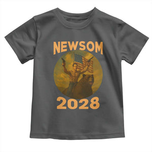 Gavin Newsom 2028 Toddler T Shirt Patriotic Leader President 48 Riding Bear TS11 Dark Heather Print Your Wear