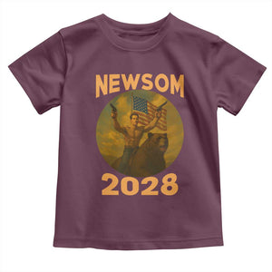 Gavin Newsom 2028 Toddler T Shirt Patriotic Leader President 48 Riding Bear TS11 Maroon Print Your Wear