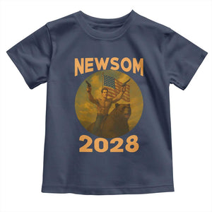 Gavin Newsom 2028 Toddler T Shirt Patriotic Leader President 48 Riding Bear TS11 Navy Print Your Wear