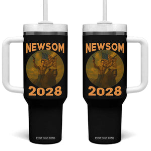 Gavin Newsom 2028 Tumbler With Handle Patriotic Leader President 48 Riding Bear TS11 One Size: 40 oz Black Print Your Wear
