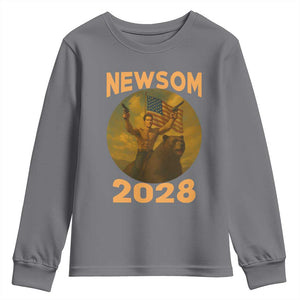 Gavin Newsom 2028 Youth Sweatshirt Patriotic Leader President 48 Riding Bear TS11 Charcoal Print Your Wear