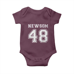 Newsom 48 Baby Onesie Gavin Newsom 2028 Presidential Election Campaign TS11 Maroon Print Your Wear