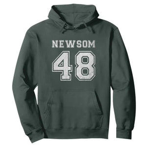 Newsom 48 Hoodie Gavin Newsom 2028 Presidential Election Campaign TS11 Dark Forest Green Print Your Wear