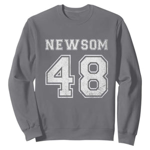 Newsom 48 Sweatshirt Gavin Newsom 2028 Presidential Election Campaign TS11 Charcoal Print Your Wear