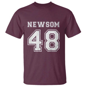 Newsom 48 T Shirt Gavin Newsom 2028 Presidential Election Campaign TS11 Maroon Print Your Wear