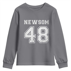 Newsom 48 Youth Sweatshirt Gavin Newsom 2028 Presidential Election Campaign TS11 Charcoal Print Your Wear