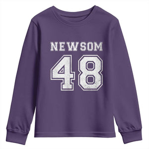 Newsom 48 Youth Sweatshirt Gavin Newsom 2028 Presidential Election Campaign TS11 Purple Print Your Wear