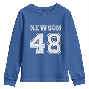 Newsom 48 Youth Sweatshirt Gavin Newsom 2028 Presidential Election Campaign TS11 Royal Blue Print Your Wear