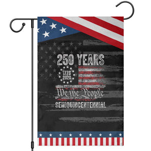 250 Years Semiquincentennial Garden Flag 250th America Anniversary Independence Day USA Flag TS11 Distressed Black Blue Print Your Wear