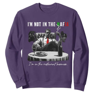 Funny Italian American Mafia Gangster Sweatshirt I Am Not In The Mafia I'm In The Restaurant Business TS11 Purple Print Your Wear