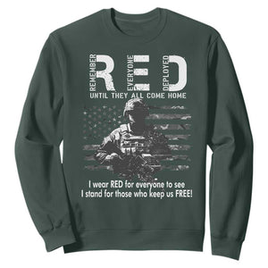 RED Friday Sweatshirt I Wear Red For Everyone To See I Stand For Those Who Keep Us Free Military TS11 Dark Forest Green Print Your Wear