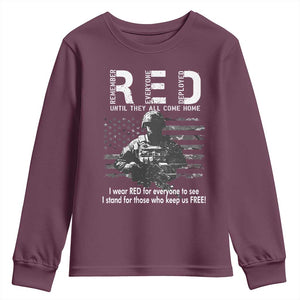 RED Friday Youth Sweatshirt I Wear Red For Everyone To See I Stand For Those Who Keep Us Free Military TS11 Maroon Print Your Wear