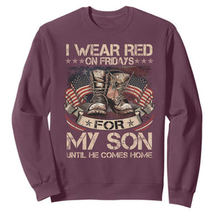 I Wear Red On Fridays For My Son Until He Comes Home Sweatshirt Vintage American Flag TS11 Maroon Print Your Wear