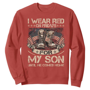 I Wear Red On Fridays For My Son Until He Comes Home Sweatshirt Vintage American Flag TS11 Red Print Your Wear