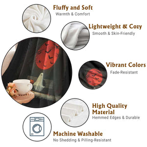 Halloween Lonely Ghost Bench Blood Moon Pumpkin Throw Blanket TS11 Print Your Wear