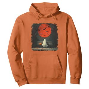 Halloween Lonely Ghost Bench Blood Moon Pumpkin Hoodie TS11 Orange Print Your Wear