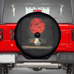 Halloween Lonely Ghost Bench Blood Moon Pumpkin Spare Tire Cover TS11 Black Print Your Wear
