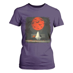 Halloween Lonely Ghost Bench Blood Moon Pumpkin T Shirt For Women TS11 Purple Print Your Wear