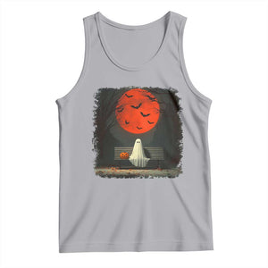 Halloween Lonely Ghost Bench Blood Moon Pumpkin Tank Top TS11 Athletic Heather Print Your Wear