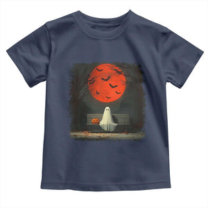Halloween Lonely Ghost Bench Blood Moon Pumpkin Toddler T Shirt TS11 Navy Print Your Wear