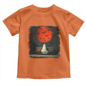 Halloween Lonely Ghost Bench Blood Moon Pumpkin Toddler T Shirt TS11 Orange Print Your Wear