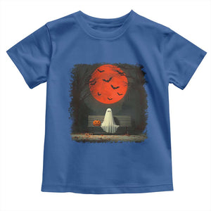 Halloween Lonely Ghost Bench Blood Moon Pumpkin Toddler T Shirt TS11 Royal Blue Print Your Wear