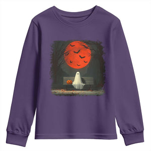 Halloween Lonely Ghost Bench Blood Moon Pumpkin Youth Sweatshirt TS11 Purple Print Your Wear