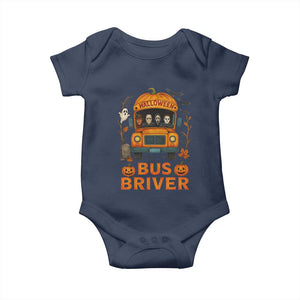 Funny Halloween Bus Driver Baby Onesie Horror Slashers Pumpkin School Bus Spooky Season TS11 Navy Print Your Wear