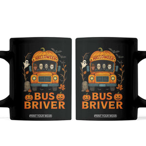 Funny Halloween Bus Driver Coffee Mug Horror Slashers Pumpkin School Bus Spooky Season TS11 Black Print Your Wear