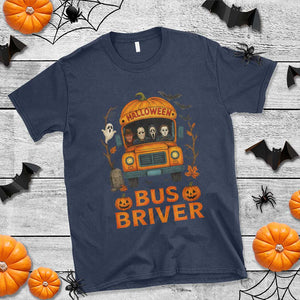Funny Halloween Bus Driver T Shirt Horror Slashers Pumpkin School Bus Spooky Season TS11 Navy Print Your Wear