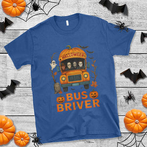 Funny Halloween Bus Driver T Shirt Horror Slashers Pumpkin School Bus Spooky Season TS11 Royal Blue Print Your Wear