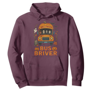 Funny Halloween Bus Driver Hoodie Horror Slashers Pumpkin School Bus Spooky Season TS11 Maroon Print Your Wear