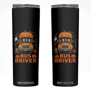 Funny Halloween Bus Driver Skinny Tumbler Horror Slashers Pumpkin School Bus Spooky Season TS11 Black Print Your Wear