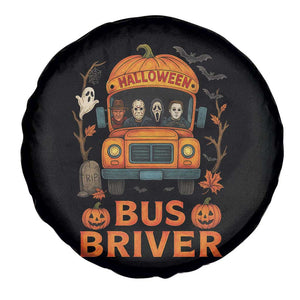 Funny Halloween Bus Driver Spare Tire Cover Horror Slashers Pumpkin School Bus Spooky Season TS11 Print Your Wear