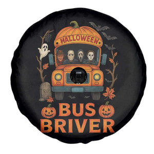 Funny Halloween Bus Driver Spare Tire Cover Horror Slashers Pumpkin School Bus Spooky Season TS11 Print Your Wear